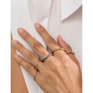 5 ring linked stacking set gold plated silver rose gold linked chain size 7